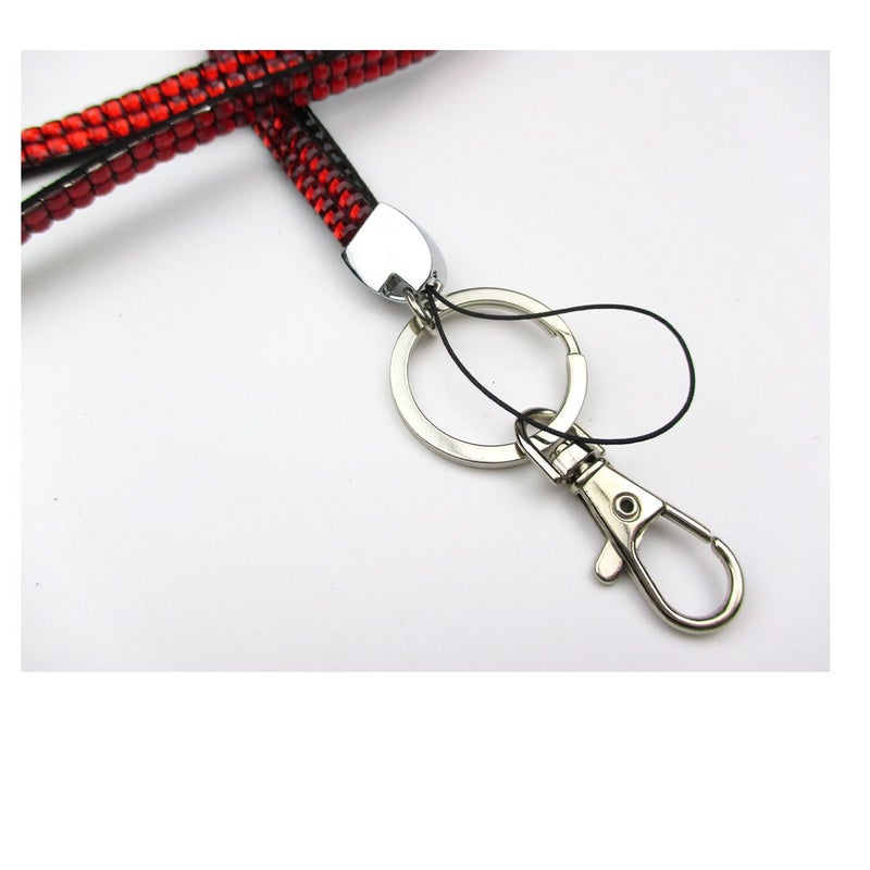 ALL in ONE Rhinestone Lanyard Bling Crystal Necklace + Badge Reel + Card Holder for Business Id/Key (RED) - Image 3